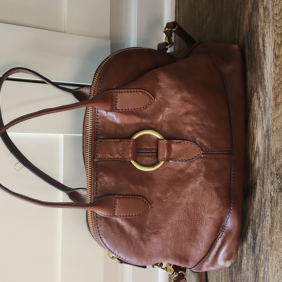 Frye Dome Brown Leather Bag With Adjustable Crossbody Strap - Picture 7 of 11